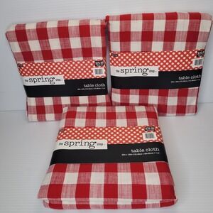 Hobby Lobby Checkered Tablecloth Lot 3 Red White 60x84 60x120 BBQ Spring NEW